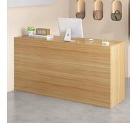Bureau de réception moderne avec tiroir verrouillable pour salon de beauté, hall d'entrée, magasin ou bureau, finition naturelle (80 cm)