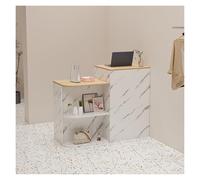 Bureau de réception moderne avec tiroir verrouillable, table de comptoir élégante pour magasins de détail, magasins de vêtements ou salons de beauté, finition bois jaune clair