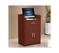 Bureau de réception moderne avec tiroirs - Comptoir élégant pour bureau et vente au détail, meuble en teck de 80 cm pour une utilisation en entreprise et dans un centre commercial