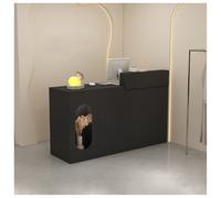 Bureau de réception moderne avec tiroirs et armoires - Grand meuble de réception de bureau pour hôtels et espaces d'entreprise - Design simple et élégant (A2 Droite_110 cm)