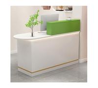 Bureau de réception moderne avec tiroirs et lumières, table avant avec armoires, élégant comptoir de caisse enregistreuse pour hall K (L140 cm)