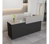 Bureau de réception moderne avec tiroirs verrouillables - Compteur de caisse enregistreuse multifonction pour salons et bureaux - Gris R (150 x 100 x 60 cm)