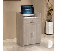 Bureau de réception moderne avec tiroirs verrouillables, comptoir avant élégant avec armoire de rangement, petit comptoir de caisse pour hôtels, halls d'entrée, magasins de vêtements (80 cm)