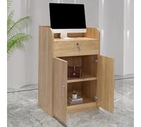 Bureau de réception moderne avec tiroirs verrouillables - Comptoir avant élégant pour salon ou bureau - Économie d'espace - Naturel - 60 cm