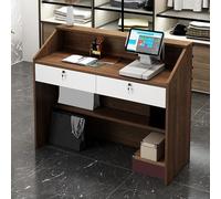 Bureau de réception moderne avec tiroirs verrouillables - Comptoir élégant en bois pour salon de vente au détail, hôtel, hall et bureau - Table de bienvenue compacte pour les entreprises