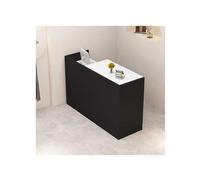 Bureau de réception moderne avec tiroirs verrouillables - Élégant comptoir de caisse enregistreuse pour affaires, café, restauration, couloir - Noir et blanc - Côté gauche - 120 cm
