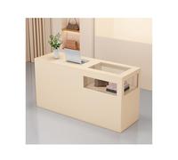 Bureau de réception moderne avec tiroirs verrouillables, élégant comptoir de vente au détail pour hall et magasin, table compacte en bois (E gauche L100 cm)
