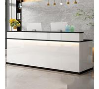 Bureau de réception moderne avec tiroirs verrouillables élégant pour bureau, magasin, hall d'entrée, centre de beauté - Blanc et noir 100 cm