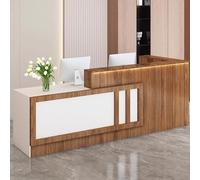 Bureau de réception moderne avec tiroirs verrouillables et étagères élégants, pour hall d'entrée et de bureau, finition marron, 120 cm, mobilier de réception pour entreprise