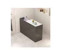 Bureau de réception moderne avec tiroirs verrouillables, gris et blanc, 110 cm, élégant comptoir de caisse pour affaires, café, traiteur et utilisation en entrée.
