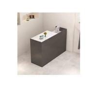 Bureau de réception moderne avec tiroirs verrouillables Gris et blanc 80 cm Élégant comptoir de caisse pour affaires, café, traiteur et utilisation en couloir
