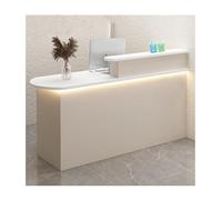 Bureau de réception moderne avec tiroirs verrouillables, petite table caissière pour les magasins de commodité et de vêtements, comptoir en bois élégant avec rangement (L120 cm)