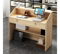 Bureau de réception moderne avec tiroirs verrouillables Petite table de caisse en bois pour salon, hôtel, hall d'entrée, magasin de vêtements, poste de travail polyvalent et comptoir de bienvenue
