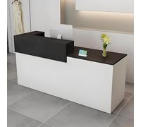 Bureau de réception moderne avec tiroirs verrouillables, table de comptoir avant de bureau, bureau d'ordinateur élégant en bois pour salon de beauté et hall d'entrée - Solution d'espace de travail