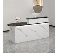 Bureau de réception moderne avec verrou pour clavier et lumière pour salon de beauté et bureau Design élégant noir et blanc 130 x 55 x 99,8 cm