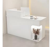 Bureau de réception moderne blanc avec éclairage LED caché, tiroir verrouillable, table de comptoir avant pour magasins de commodité et de vêtements, 100 cm