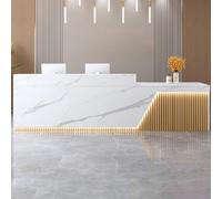 Bureau de réception moderne blanc avec éclairage LED - Meuble de bureau élégant pour supermarchés et magasins de détail - Table de réception professionnelle élégante pour un usage professionnel