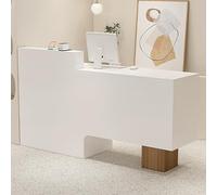 Bureau de réception moderne blanc avec grand tiroir verrouillable - Comptoir élégant pour magasins et salons - 130 x 50 x 105 cm - Solution de réception élégante et fonctionnelle