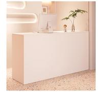 Bureau de réception moderne blanc avec tiroirs et étagères de rangement - Support élégant pour caisse enregistreuse pour salon/bureau, table fonctionnelle de 80 cm (finition café au lait)