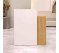 Bureau de réception moderne blanc avec tiroirs verrouillables, panneaux d'intimité, table de négociation debout pour une utilisation commerciale dans l'entrée et le magasin, mobilier élégant de hall