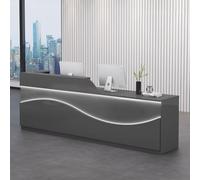 Bureau de réception moderne blanc de 1,4 m avec rangement et éclairage doux, table de réception professionnelle élégante pour petites entreprises