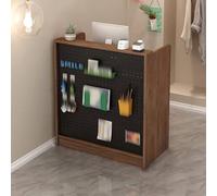 Bureau de réception moderne blanc de 60 cm avec panneaux d'intimité, comptoir de caisse et support de registre, 3 tiroirs + 2 étagères, système de rangement pour bureau, salon et espaces commerciaux