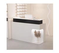Bureau de réception moderne - Comptoir debout avec façade ouverte, mobilier de bureau et de salon robuste, finition noire et blanche élégante, design d'angle droit pour le hall et le service client