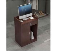 Bureau de réception moderne, comptoir incurvé compact avec tiroir verrouillable, table de caisse en MDF pour salon, zone de réception, marron, 60 x 40 cm, élégant et fonctionnel