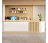 Bureau de réception moderne de 1,2 m, design élégant blanc et naturel avec espace de rangement et éclairage doux pour salons de coiffure et supermarchés Meubles de réception contemporains