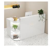Bureau de réception moderne éclairé par LED avec tiroirs, idéal pour les billets, les salons de beauté, les halls ou les espaces de vente au détail
