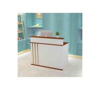Bureau de réception moderne en bois avec panneau d'intimité et tiroirs verrouillables pour salon de beauté, bureau ou réception, design élégant et fonctionnel blanc