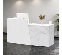 Bureau de réception moderne en bois avec rangement élégant pour salon de vente au détail, magasin de vêtements, hôtel et bureau - Design d'angle droit 160 x 42 x 100 cm