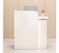 Bureau de réception moderne en bois avec rangement et tiroirs pour salon, bureau, hall d'entrée et vente au détail - comptoir avant élégant, finition blanche, dimensions : 60 x 45 x 100 cm