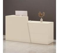 Bureau de réception moderne en bois avec rangement pour salon de vente au détail, hôtel et bureau - Design d'angle droit 200 × 42 × 100 cm, élégant et fonctionnel