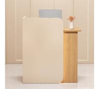 Bureau de réception moderne en bois avec tiroirs et rangement - Élégant comptoir pour salon, bureau et hall d'entrée - Finition bois naturel et beige - Côté droit 120 x 45 x 100 cm
