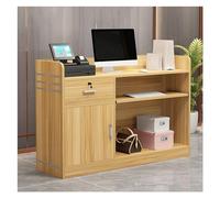 Bureau de réception moderne en bois avec tiroirs verrouillables Table de comptoir avant élégante pour le paiement au bureau, salon de beauté, magasin de vêtements - Solution de service client