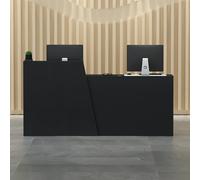 Bureau de réception moderne en bois noir avec tiroirs et comptoir - Bureau élégant pour salon, bureau ou hall - Design côté droit 200 x 42 x 100 cm
