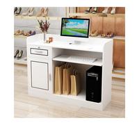 Bureau de réception moderne en forme de L avec comptoir et tiroirs verrouillables, élégant pour les caisses et le hall d'entrée 80 cm - Parfait pour une utilisation au bureau