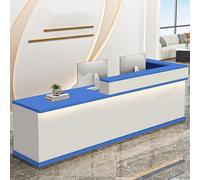 Bureau de réception moderne en forme de L avec éclairage LED - Comptoir avant en bois avec tiroir verrouillable - Mobilier de réception élégant pour salles de classe et entreprises (blanc/gris, 120 cm