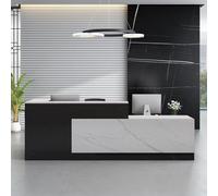 Bureau de réception moderne en forme de L avec tiroir à clavier - Meuble de bureau élégant - Table de bienvenue pour les zones de réception - Service client - Comptoir en bois composite - Design
