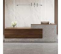 Bureau de réception moderne en forme de L avec tiroir à clavier - Table de réception élégante en bois - Mobilier de bureau polyvalent pour une utilisation professionnelle - Design élégant pour les