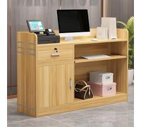 Bureau de réception moderne en forme de L avec tiroir verrouillable et armoire - Petit comptoir multifonction avec dessus spacieux pour caisse enregistreuse, salon de vente au détail et utilisation au