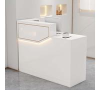 Bureau de réception moderne en forme de L avec tiroirs verrouillables, élégant comptoir de caisse pour caisses enregistreuses et service client