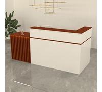 Bureau de réception moderne en forme de L avec tiroirs verrouillables et armoire, bureau de bienvenue debout pour bureau et salon de beauté (120 cm, A) - Poste de travail élégant et fonctionnel