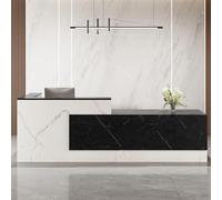 Bureau de réception moderne en forme de L blanc élégant et fonctionnel pour supermarchés, salons de beauté et bureaux Meubles élégants (R-220 cm)