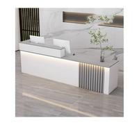Bureau de réception moderne en forme de L - Comptoir en bois élégant - Meuble de réception - Gris - 120 cm - Côté droit - Design contemporain