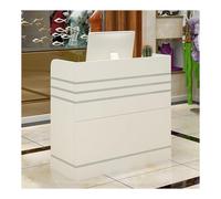 Bureau de réception moderne en forme de L de 80 cm pour salon et clinique, meuble de comptoir avant blanc élégant pour la zone de vente au détail et la réception de salon de coiffure