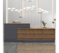 Bureau de réception moderne en forme de L élégant avec tiroir à clavier, table de bienvenue en bois composite pour bureaux et espaces commerciaux, meuble de réception élégant
