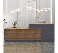 Bureau de réception moderne en forme de L élégant pour supermarchés, mini marchés, salons de beauté et bureaux, finition marron (A L-180 cm) - Design élégant et fonctionnel