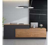 Bureau de réception moderne en forme de L en noyer pour supermarchés, mini marchés, salons de beauté et bureaux - Meubles de réception élégants et fonctionnels (R-71)
